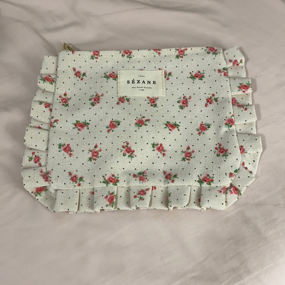 Sezane floral canvas pouch